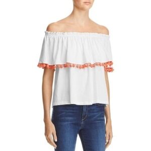 NWT Current Elliott Ruffle pompom off shoulder top